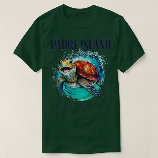 Padre Island Texas Waterverf Happy Zee Turtle T-shirt (Design voorkant)