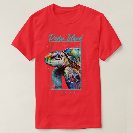 Padre Island Texas Waterverf Zee schildpad T-shirt (Design voorkant)