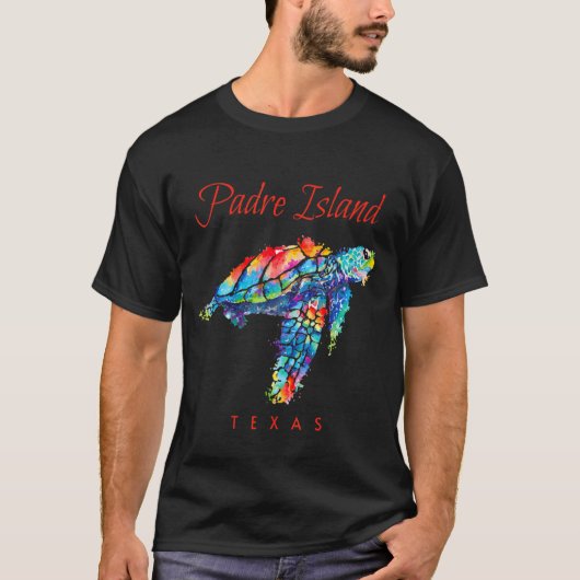 Padre Island Texas Waterverf Zee Turtle T-shirt (Voorkant)