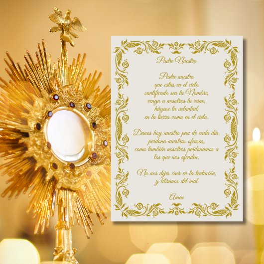 Padre Nuestro Elegant Gold Botanical Poster