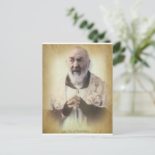 PADRE PIO ANTIEK BRIEFKAART (Staand voorkant)