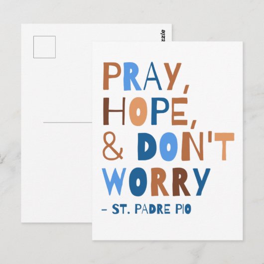 Padre Pio Pray Hope maakt zich geen zorgen over de Briefkaart (Voorkant / Achterkant)