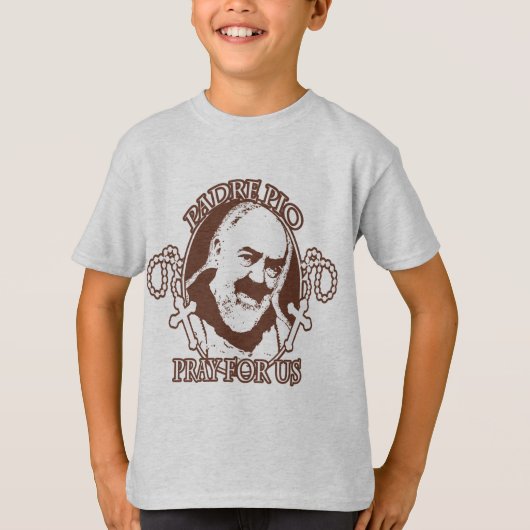 PADRE PIO PRAY VOOR ONS DOOR EKLEKTIX, T-SHIRT (Voorkant)