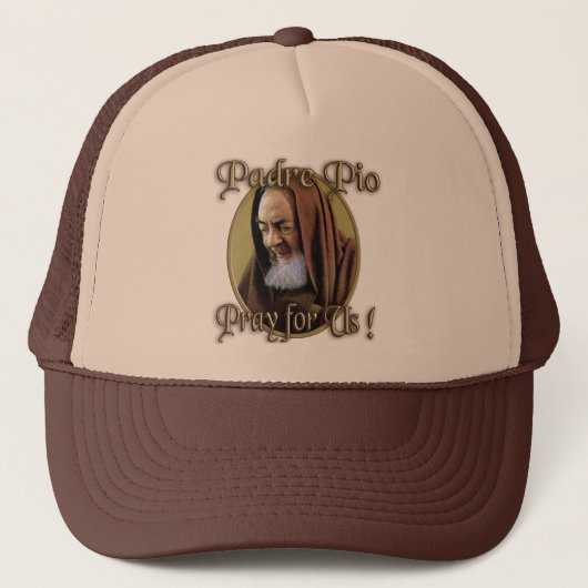 Padre Pio Pray voor ons katholieke streven Trucker Pet (Voorkant)