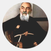 Padre Pio Ronde Sticker (Voorkant)