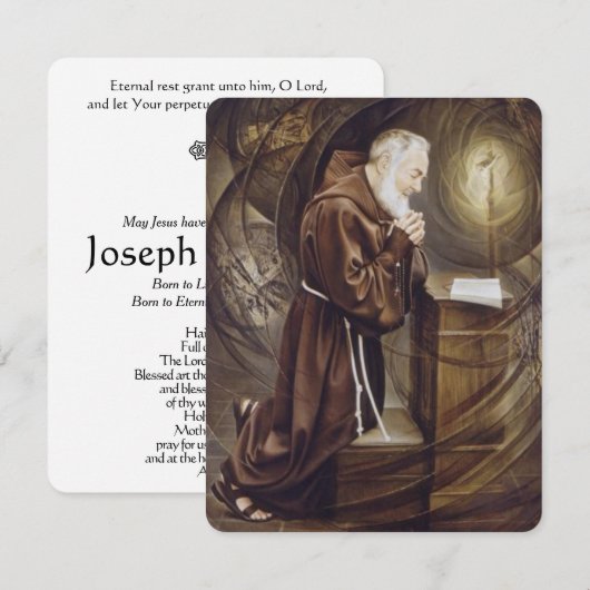 Padre Pio rooms-katholieke begrafenis Memorial Hei (Voorkant / Achterkant)