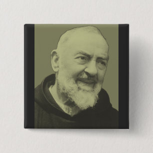 Padre Pio van Pietrelcina Vierkante Button 5,1 Cm