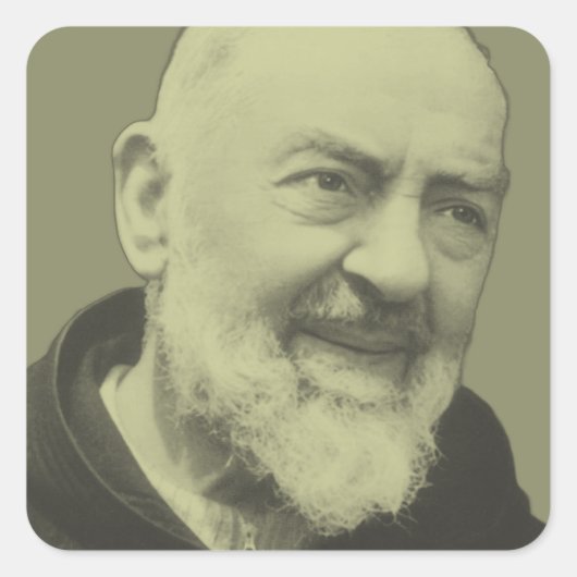 Padre Pio van Pietrelcina Vierkante Sticker (Voorkant)