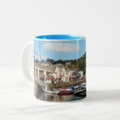 Padstow Cornwall England Tweekleurige Koffiemok (Voorkant links)