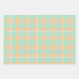 Padua Green and Corvette Peach Plaid Inpakpapier Vel