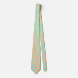 Padua Green and Corvette Peach Plaid Neck Tie Stropdas