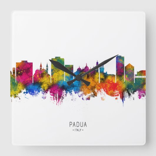 Padua Italië Skyline Vierkante Klok (Voorkant)