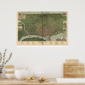 Paducah Kentucky 1889 Panoramisch Kaart Poster (Keuken)