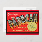 Paducah Kentucky Atomic City  groet Briefkaart (Voorkant / Achterkant)