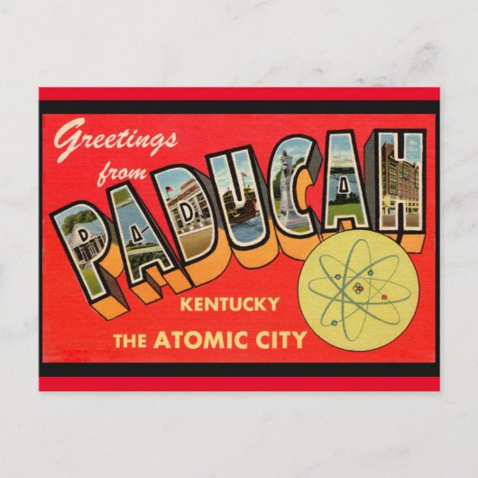 Paducah Kentucky Atomic City  groet Briefkaart (Voorkant)
