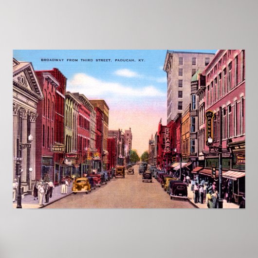 Paducah Kentucky Broadway vanaf Derde 1930 Poster (Voorkant)