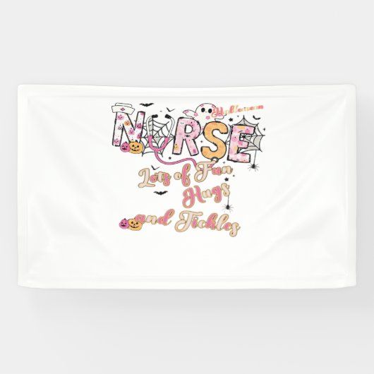 Paediatric Nurse Fun Halloween Ontwerp Essentieel  Spandoek (Horizontaal)