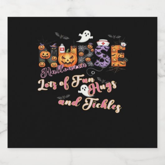 Paediatrics Nurse Fun Halloween Design Essential Sparkling Wijnetiket (Enkel label)