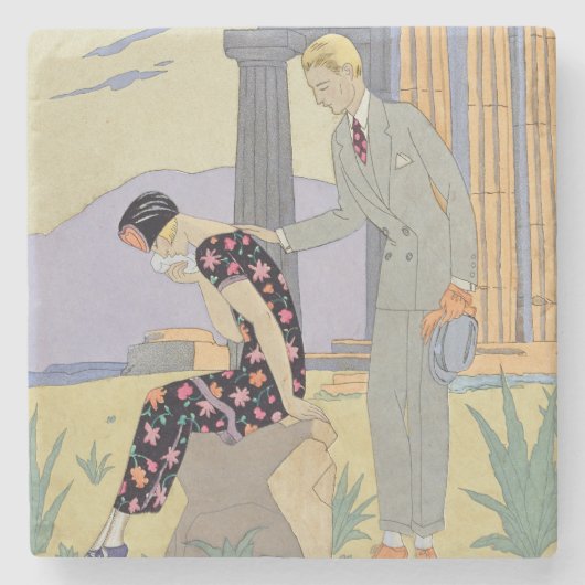 Paestum, 1924 (pochoir print) stenen onderzetter (Voorkant)