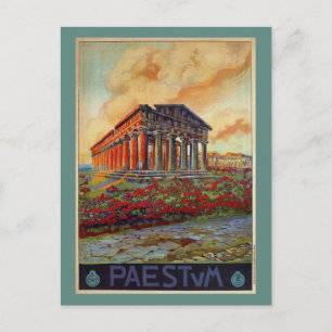 Paestum oude Griekse tempel Italiaanse reisadverte Briefkaart