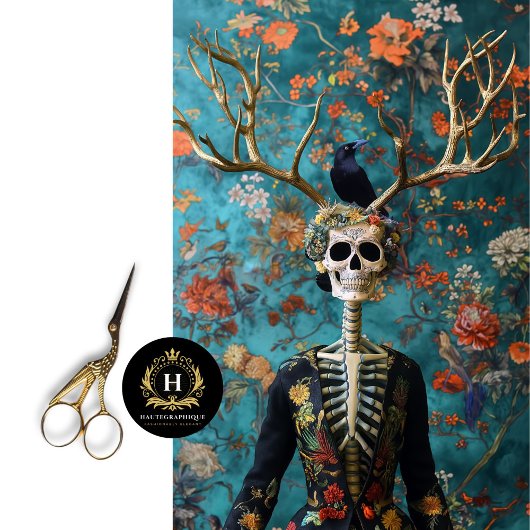 Pagan Antlers Gothic Skeleton Skull Decoupage Tissuepapier