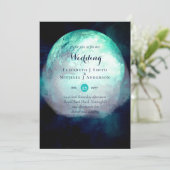 Pagan Blauwgroen Moon Gothic Wedding Invite Kaart (Staand voorkant)