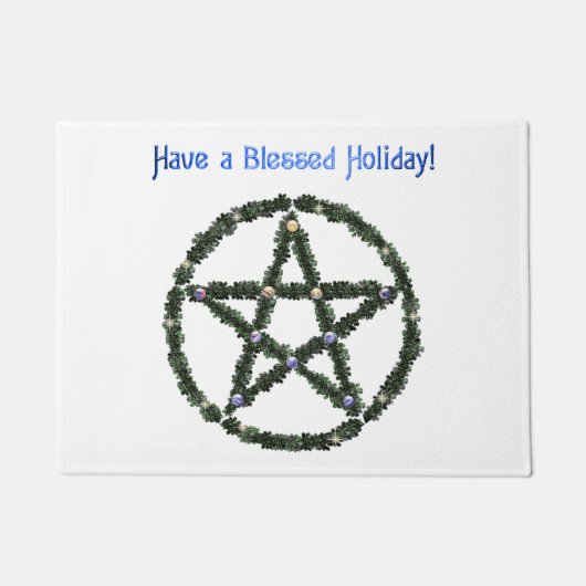Pagan Blessed Holiday Yule Wreath Pentacle Deurmat (Voorkant)