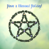 Pagan Blessed Holiday Yule Wreath Pentacle Raamsticker (Vel 3)