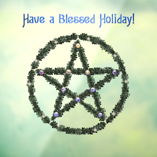 Pagan Blessed Holiday Yule Wreath Pentacle Raamsticker (Vel 3)