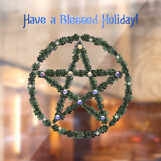 Pagan Blessed Holiday Yule Wreath Pentacle Raamsticker (Vel 2)