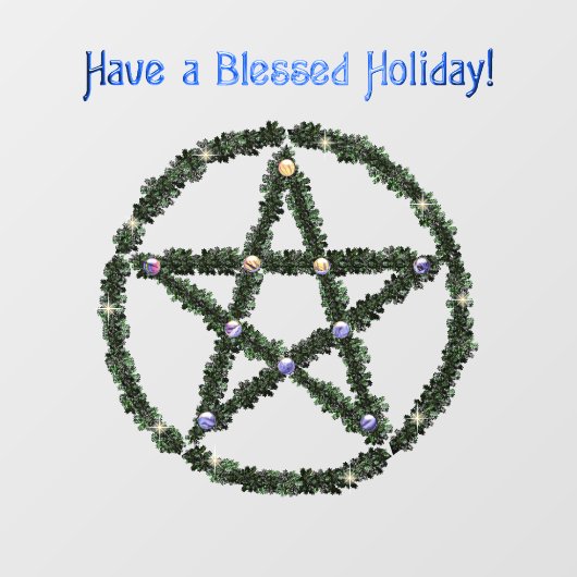 Pagan Blessed Holiday Yule Wreath Pentacle Raamsticker (Vel)