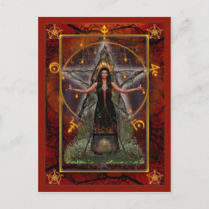 Pagan Briefkaart - Spellweaver Witch 'Red - Fire'