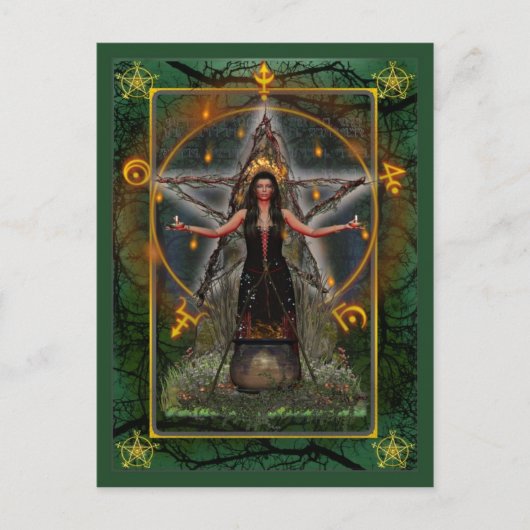 Pagan Briefkaart - Spellwever "Green ~ Earth" (Voorkant)