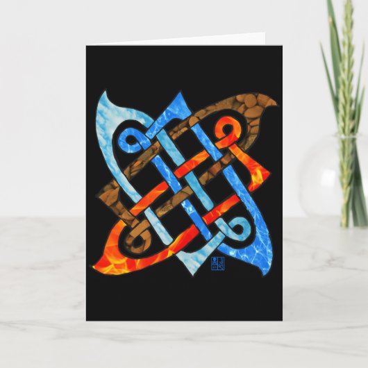 Pagan Celtic Knot Earth Air Fire Water Elements Kaart (Voorkant)
