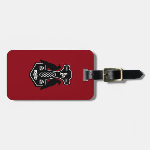 Pagan Celtic Thor's Hammer met Ravens Bagagelabel