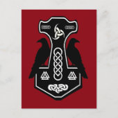 Pagan Celtic Thor's Hammer met Ravens Briefkaart (Voorkant)