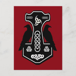 Pagan Celtic Thor's Hammer met Ravens Briefkaart