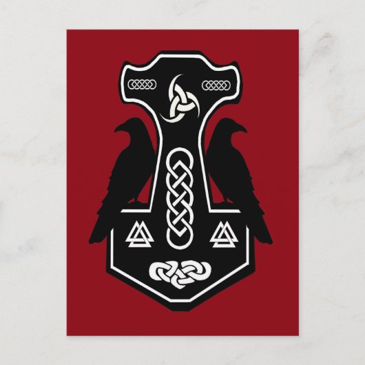 Pagan Celtic Thor's Hammer met Ravens Briefkaart (Voorkant)