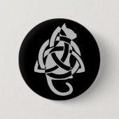Pagan Celtic Triquetra Cat Silhouette Ronde Button 5,7 Cm (Voorkant)