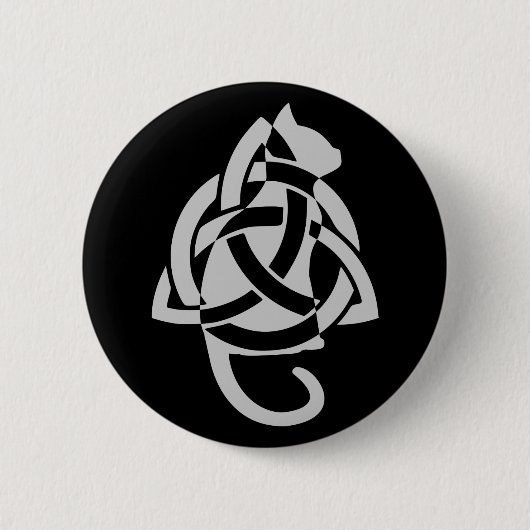 Pagan Celtic Triquetra Cat Silhouette Ronde Button 5,7 Cm (Voorkant)