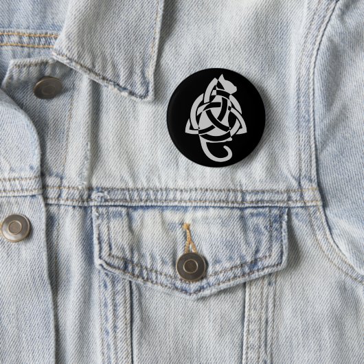 Pagan Celtic Triquetra Cat Silhouette Ronde Button 5,7 Cm (In situ)