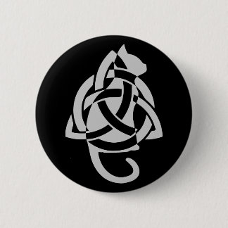 Pagan Celtic Triquetra Cat Silhouette Ronde Button 5,7 Cm