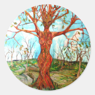 Pagan Dryad Tree Goddess Wiccan Natuur Art Ronde Sticker