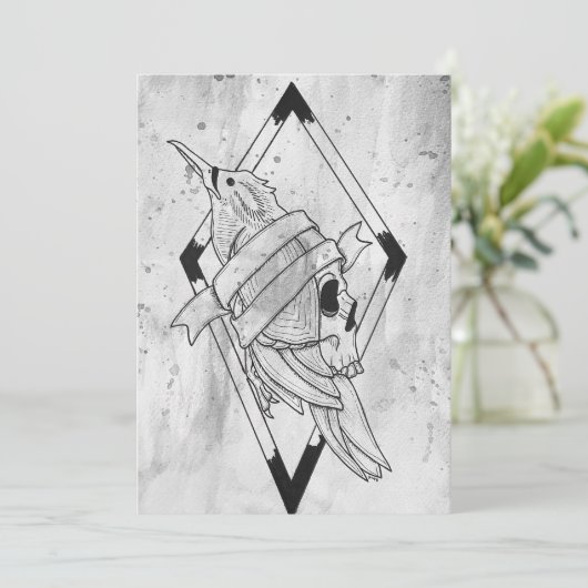 Pagan Gotische Schedel Kunst Feestdagenkaart (Staand voorkant)