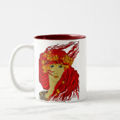 Pagan Greek Fire Goddess Hestia Wiccan Art Tweekleurige Koffiemok (Links)