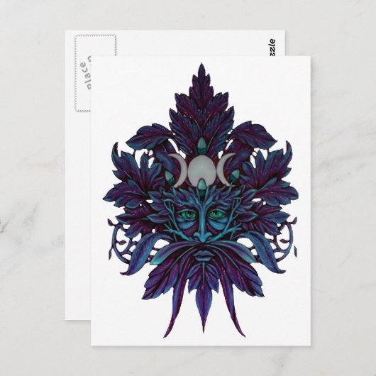 Pagan Green Man Triple Moon Wiccan God Briefkaart (Voorkant / Achterkant)