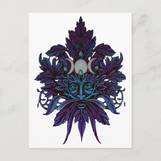 Pagan Green Man Triple Moon Wiccan God Briefkaart (Voorkant)