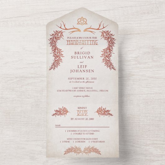 Pagan Handfasting Wedding All In One Uitnodiging (Binnen)
