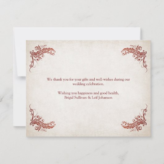 Pagan Handfasting Wedding Bedankkaart (Achterkant)