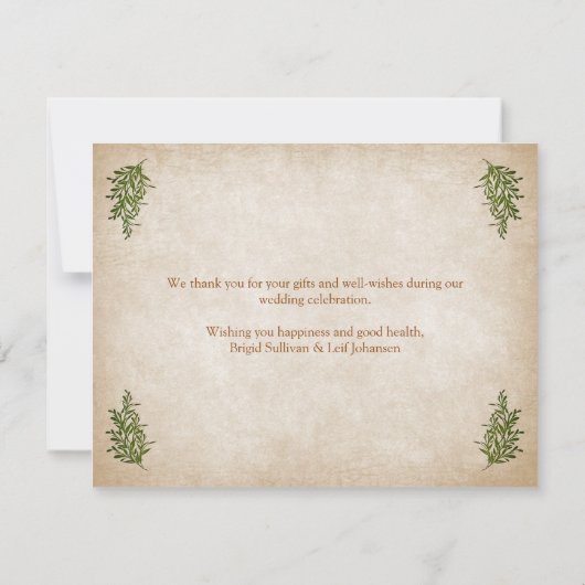 Pagan Handfasting Wedding Bedankkaart (Achterkant)